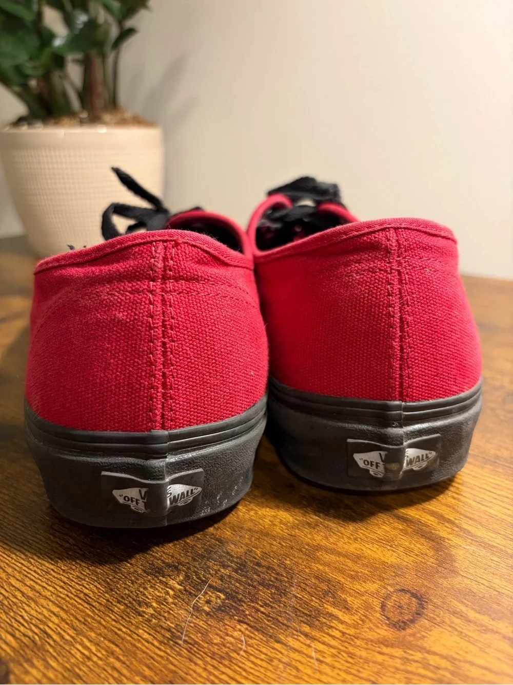 Vans Authentic Canvas Sneakers - Red with Black Sole - Men’s 11
